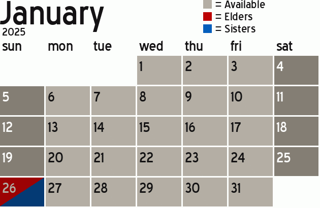 Missionary Dinner Calendar