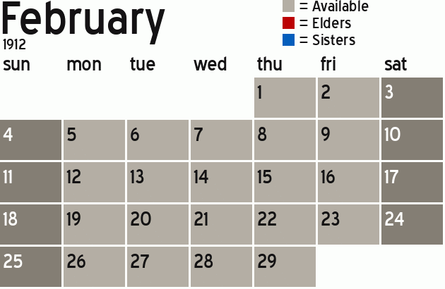 Missionary Dinner Calendar
