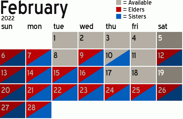 Missionary Dinner Calendar