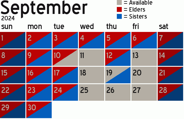 Missionary Dinner Calendar