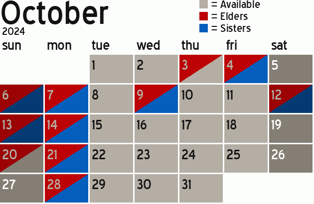 Missionary Dinner Calendar