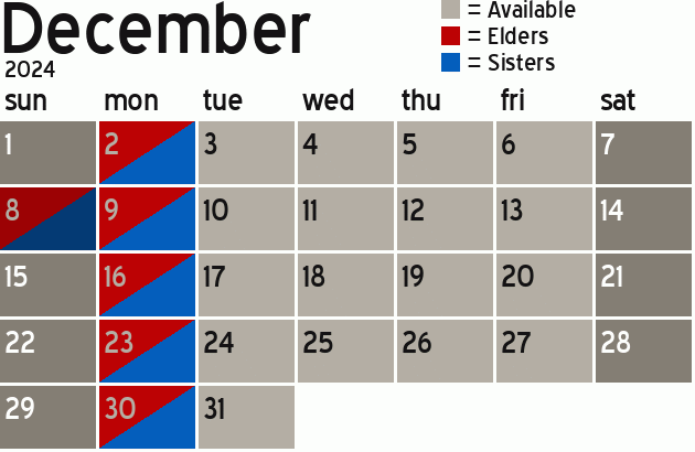 Missionary Dinner Calendar
